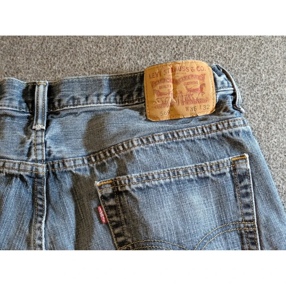 Levis 569 Jeans Mens 36x32 Medium Wash Straight Leg Relaxed Fit Skater Y2K